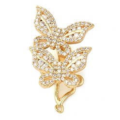 Настоящее золото 18K Латунное микропейв, прозрачный кубический цирконий, складные застежки, без кадмия, без никеля и без свинца, бабочка, реальный 18 k позолоченный, 32 мм