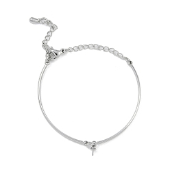 Платина Латунь браслет-цепочка решений, за половину пробурено бисера, платина, 5-1/2 дюйм (14 см), штифты : 0.7 мм