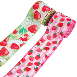 Клубника 2 рулоны мешковинных лент, с железным краем, клубника, 2-1/2 дюйм (64 мм), около 5.00 ярдов (4.57 м) / комплект