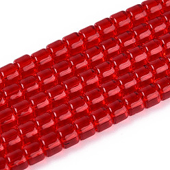Малиновый Прозрачные стеклянные бусины, колонка, малиновый, 3.5x4~4.5 мм, отверстие : 0.7~0.9 мм, около 102~108 шт / нитка, 14.17~14.96 дюйм (36~38 см)