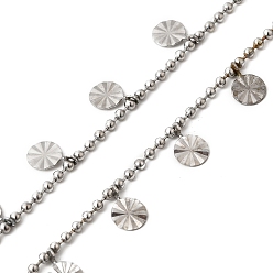 Нержавеющая Сталь Цвет 304 из нержавеющей стальной шарик цепочки, пайки, с плоскими круглыми прелести, с катушкой, цвет нержавеющей стали, 9x6 мм