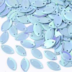 Sky Blue Ornament Accessories, PVC Plastic Paillette/Sequins Links connectors, AB Color, Horse Eye, Sky Blue, 9x5x0.5mm, Hole: 0.8mm, about 25000pcs/500g