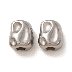Stainless Steel Color 304 Stainless Steel Beads, Hammered Irregular Rectangle, Stainless Steel Color, 5.5x4.5x3.5mm, Hole: 1.6mm