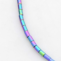 (966) Внутренний цвет Кристалл / Лиловато-лиловый на подкладке Гальванизировать немагнитных синтетический гематит бисер пряди, колонка, с покрытием цвета радуги, 2x1 мм, отверстие : 0.5 мм, около 170 шт / нитка, 15.7 дюйм
