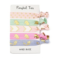 Единорог Девушки аксессуары для волос, нейлоновые резинки для волос, Держатель конского хвоста, аксессуары для волос, узел, рисунок единорога, 95~107x15~17 мм