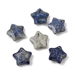 Lapislázuli Naturales lapis lazuli colgantes, encantos de estrellas facetadas, 14~15x14~15x5.5~6.5 mm, agujero: 0.8 mm