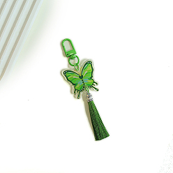 Зеленый лайм Пластиковые бабочки подвесные украшения, подвеска-кисточка для рюкзака, брелок, украшения, зеленый лайм, 115 мм