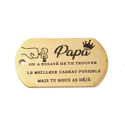 Золотой 201 подвески из нержавеющей стали, сообщение очарование, прямоугольник со словесным очарованием, золотые, 49x28x1.8 мм, отверстие : 3 мм