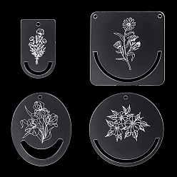 Mixed Shapes Акриловый швейный инструмент, цветок, разнообразные, 90~115x50~115x2.5~3 мм, отверстие : 5 мм, 1 шт / стиль