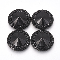 Black Resin Cabochons, Faceted, Cone, Black, 30x8mm