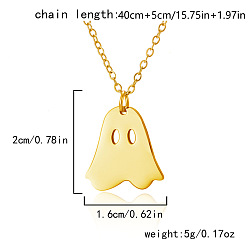 Ghost Хэллоуин 304 подвески из нержавеющей стали с лазерной резкой, золотые, призрак, 15.75 дюйм (40 см), Кулон : 20x16 мм