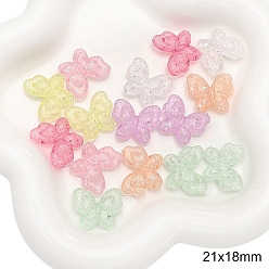 Бабочка 60 шт прозрачные акриловые бусины, разноцветные, бабочка, 21x18 мм, 15 шт / комплект