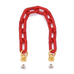 Red Rubberized Style Acrylic Cable Chain Phone Case Chain, with Brass Screw nut and Iron Screws, for DIY Phone Case Decoration, Red, 16.5cm