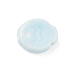 Light Blue Handmade Porcelain Beads, Bright Glazed Porcelain, Fish, Light Blue, 13x15x5.5mm, Hole: 2mm