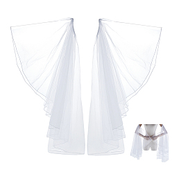 Белый Съемные длинные сетчатые рукава из полиэстера, аксессуары из тюля для свадебного платья, белые, 390~750x115 мм