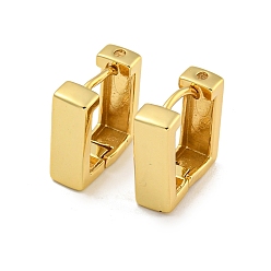 Настоящее золото 18K Латунные серьги обруча, без кадмия и без свинца, долговечный, прямоугольные, реальный 18 k позолоченный, 15x5 мм