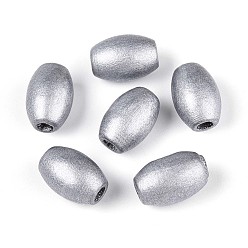 Серебро Окрашенные распылением деревянные бусины Schima, рис, серебряные, 12~12.5x8~8.5 мм, отверстие : 2~2.6 мм