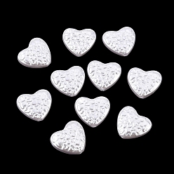 White ABS Plastic Imitation Pearl Beads, Patterned Heart, White, 20x22x6.5mm, Hole: 1.8mm, about 290pcs/500g