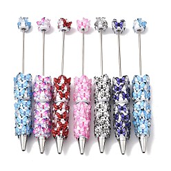 (52) Непрозрачная лаванда Шариковая ручка с шариком, украшенная стразами из сплава и полимерной глины в форме бабочки, ручка, из которой можно ставить бусины, и пластиковая имитация жемчуга, для индивидуальной ручки с ювелирными бусинами, разноцветные, 452x18 мм