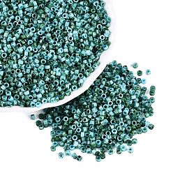 Vert Mer Moyen Perles de verre cylindriques opaques de Picasso, trou rond, vert de mer moyen, 2.5x1.5mm, Trou: 1.2~1.4mm, environ 30000 pcs / livre