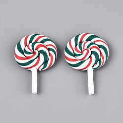 Зеленый Ручной полимерной глины кабошонов, леденец, Новогодняя тема, зелёные, 40~42.5x27~28.5x7~8 мм