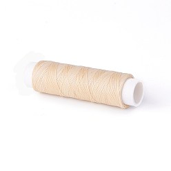 Bisque Round Waxed Polyester Twisted Cord, Micro Macrame Cord, for Leather Projects, Bookbinding, Bisque, 0.35mm, about 43 yards(40m)/roll