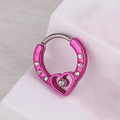 Сердце 316l Кольца для носа из нержавеющей стали с микропаве из кубического циркония, сердце, внутренний диаметр: 10 мм, штифты : 1.2 мм
