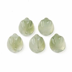Olive Drab Two Tone Transparent Spray Painted Glass Beads, Rabbit, Olive Drab, 14x12x8mm, Hole: 1.4mm