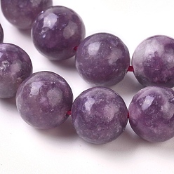 Lepidolite Natural Lepidolite/Purple Mica Stone Beads Strands, Round, 12mm, Hole: 1mm, about 33pcs/Strand, 15.75 inch(40cm)