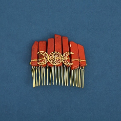 Красный Камень Обручи для волос из натуральных камней, аксессуары для волос для женщин и девочек, луна, 80x80x20 мм