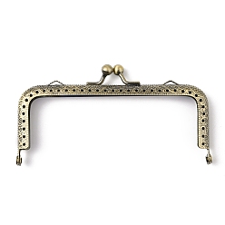 Brushed Antique Bronze Iron Kiss Lock Purse Frames, Bag Making Acceossries, Brushed Antique Bronze, 6.5x12.7x1.2cm, Hole: 1.5mm