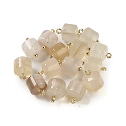 Вишневый агат Подвески-колонны из натурального агата с вишневым цветом и латунными петлями с покрытием стойки, реальный 18 k позолоченный, долговечный, 12x8.5 мм, отверстие : 1.5 мм