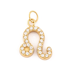 Лео 316 микро нержавеющей стали прокладывать Цирконом подвески, с прыжковых колец, реальный 18 k позолоченный, 12 очарование созвездия, Лев, 12.5x10x2.5 мм, отверстие : 2.5 мм