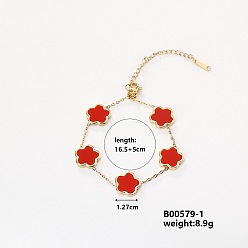 Красный Нержавеющая сталь ссылка браслеты, браслеты-цепочки для женщин, цветок, красные, 6-1/2 дюйм (16.5 см)