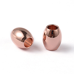Rose Gold Oval Ion Plating(IP) 202 Stainless Steel Beads, Rose Gold, 7x6mm, Hole: 3mm