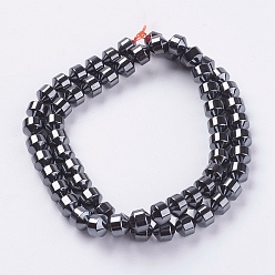 Black Synthetic Hematite Beads, with Magnetic, Black, 6x6mm, Hole: 1mm, about 61pcs/strand