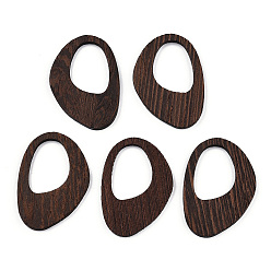 Coconut Brown Natural Wenge Wood Pendants, Undyed, Irregular Oval Charms, Coconut Brown, 50x35x3.5mm, Hole: 20x22.5mm