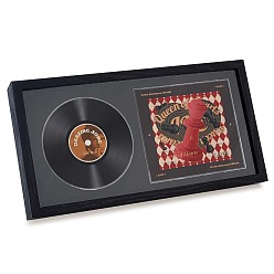 Black MDF Board Glass CD Display Stands, Photo Frame Hanging Stands for CD, Rectangle, Black, 30.7x17.7x4.5cm, Inner Diameter: 12.7x142cm and 12cm