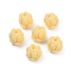 Шампанско-Желтый Резные бусины из синтетического коралла, окрашенные, цветок, шампанское желтый, 20x19x20.5 мм, отверстие : 3.6 мм