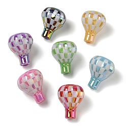 Mixed Color UV Plating Opaque Acrylic Beads, Iridescent, Tartan Hot Air Balloon, Mixed Color, 23.5x19mm, Hole: 3.8mm