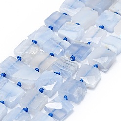 Синий Кружевый Агат Натуральный голубой кружевной агат бисер нитей, граненые, квадратный, 10~13x10~14x6~7 мм, отверстие : 0.7 мм, около 30~33 шт / нитка, 16.14~16.54 дюйм (41~42 см).