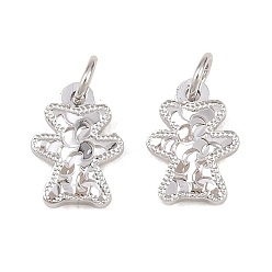 Медведь Латунь прелести, стойки покрытие, долговечный, без кадмия и без свинца, платина, с целью перехода в кольце, медведь, 9.5x7x1.5 мм, отверстие : 2 мм