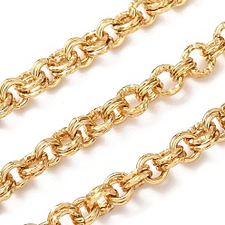 Золотой Двойное звено 304 цепь из нержавеющей стали, текстурированные круглые цепочки роле, несварные, с катушкой, ионное покрытие (ip), золотые, 8x1.5 мм и 7x1 мм