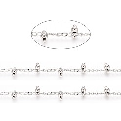 Платинированный Латунные бисерные цепочки ручной работы, с латунными цепями и катушкой, долговечный, пайки, без свинца и без кадмия, круглые, Реальная платина, 2.8x1.8x0.3 мм, круглый : 3 мм, около 32.8 футов (10 м) / рулон