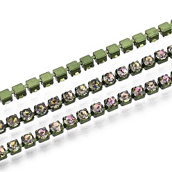 Темно-оливково-зеленый Железо горный хрусталь чашка цепи, с катушкой, темно-оливковый зеленый, 2x2x2 мм, около 29.99 футов (9.14 м) / рулон