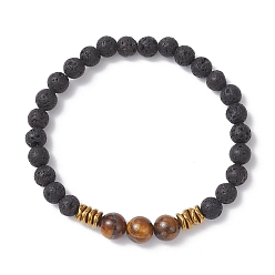 Тигровый глаз Браслеты из круглых бусин из натуральных и синтетических драгоценных камней для мужчин и женщин, внутренний диаметр: 2-3/8 дюйм (6 см)