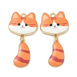 Сэнди Коричневый Печатные подвески сплава, подвески в форме кошки, стойки покрытие, золотые, песчаный коричневый, 40x19.5x2.5 мм, отверстие : 1.8 мм