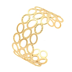 Настоящее золото 18K Ионное покрытие (IP) 304 полые открытые браслеты-манжеты из нержавеющей стали, реальный 18 k позолоченный, внутренний диаметр: 2-5/8 дюйм (6.7 см), 33 мм