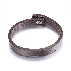 Coconut Brown Leather Cord Bracelets, with Alloy Clasps, Coconut Brown, 8-1/4 inch(213mm)x10mm