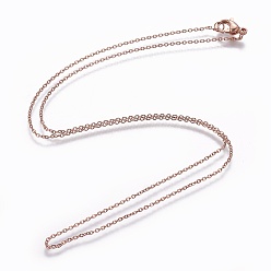 Rose Gold 304 Stainless Steel Cable Chain Necklaces, with Lobster Claw Clasps, Rose Gold, 17.71 inch(45cm)